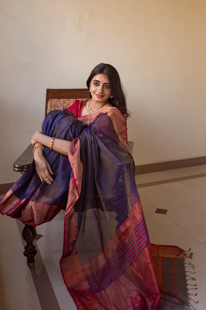 Kalavathy - Dark Blue - The Pallu Shop