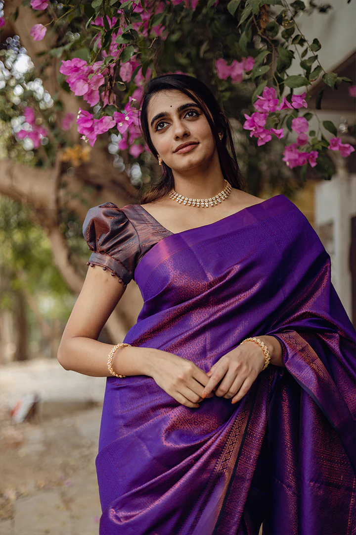 Purple Saree – Bahuji - Online Fashion & Lifestyle Store