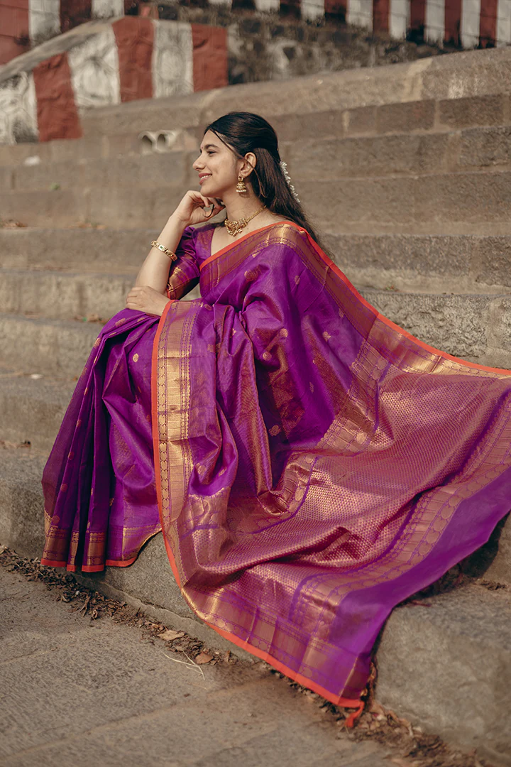 Kanchipuram Brocade Vadamalli Color Wedding Saree | sreevalsamsilks