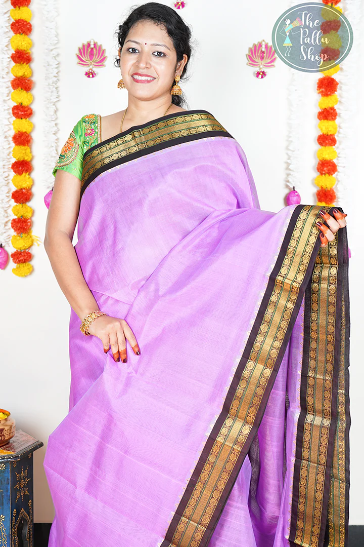 Kamna Lavender Brown Kanchi Korvai Silk Cotton